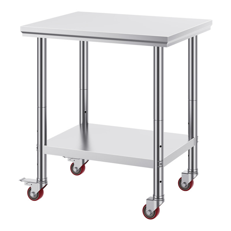 Table de travail en acier inoxydable avec roulettes 24 x 30 Table de préparation avec roulettes Table de travail robuste pour la cuisine commerciale