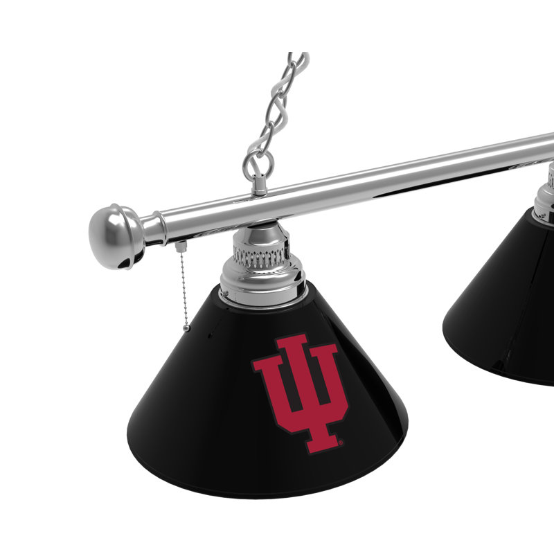 3 - Light Pool Table Lights Pendant, Chrome, Indiana Hoosiers