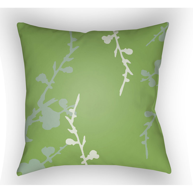 Chinoiserie Floral Floral Outdoor Throw Pillow, 18" H x 18" W x 4" D, White/Blue/Red