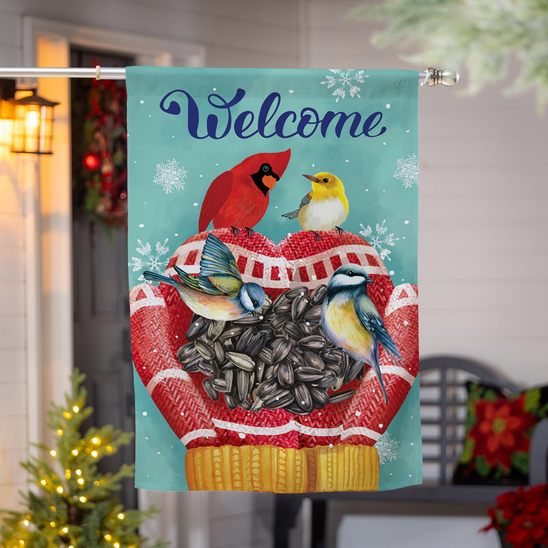 Drapeau «Welcome Bird Friends» en daim
