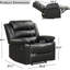 Fauteuil inclinable manuel moderne en similicuir de 36,6 po de largeur avec accoudoirs rembourrés (ensemble de 4)-347715013