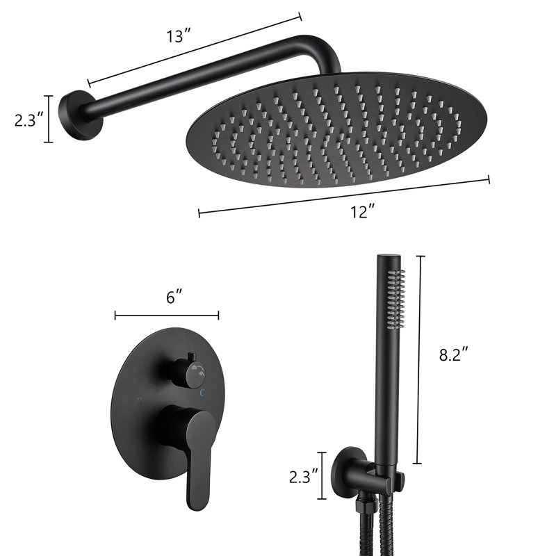 Dual Function Complete Shower System with Rough in-Valve, Black