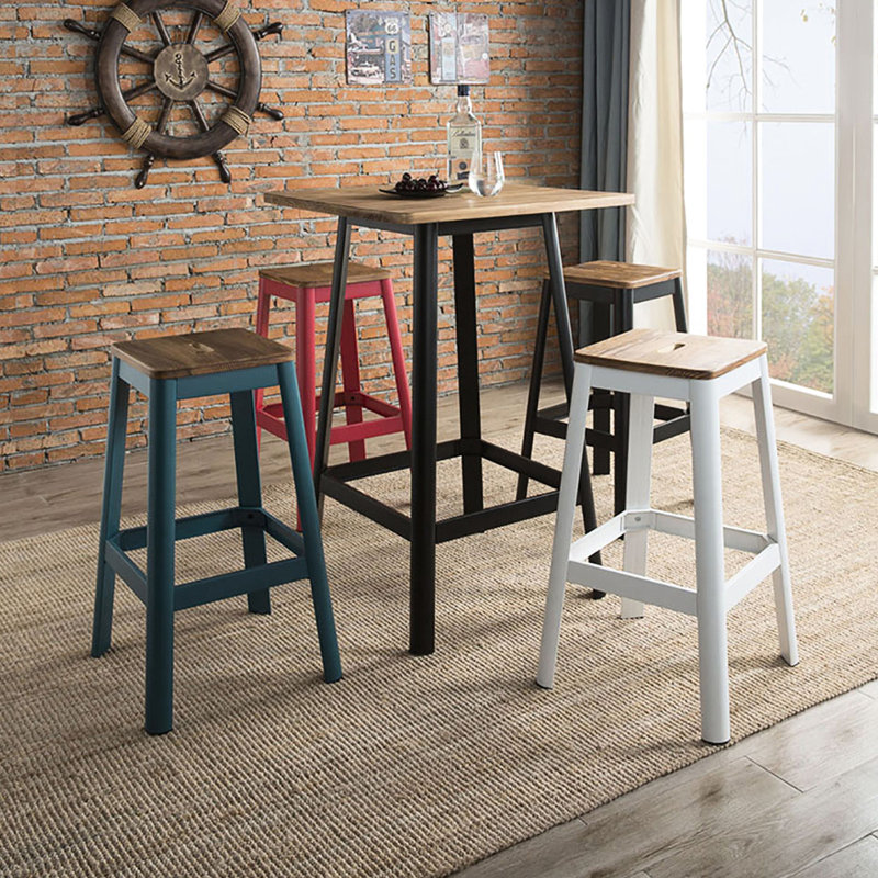 Tabouret de chambre naturel et rouge avec pieds en métal style poignée pratique dans un cadre dynamique pour, Rouge