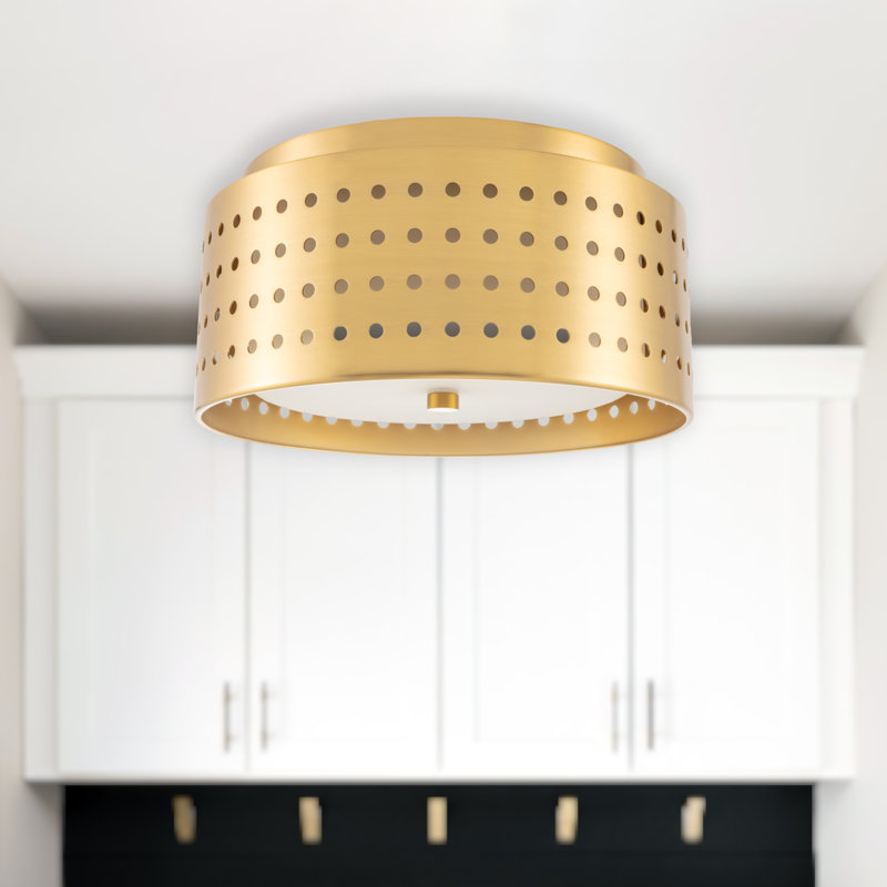 Glass Flush Mount, Brushed Gold
