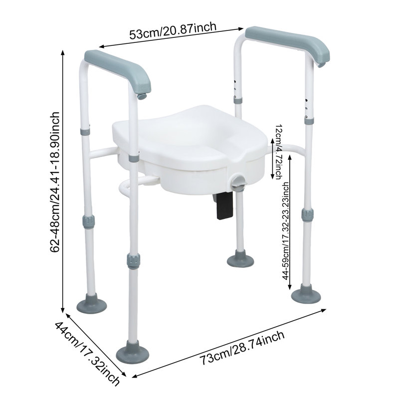 Siège de toilette surélevé pour personnes âgées, élévateurs de siège de toilette pour personnes âgées avec accoudoirs rembourrés réglables, siège de toilette surélevé pour commode standard ou allongée, charge de 220 lb