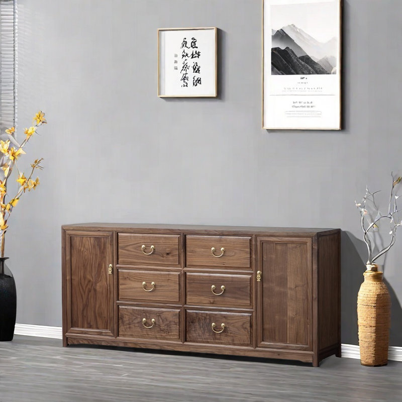 Armoire d'appoint naturelle et élégante, H 31,5 po x l 70,9 po x P 15,7 po, Brun foncé
