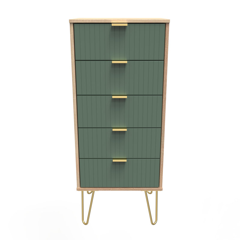 Beranda 45cm W Manufactured Wood Bedside Table, Labrador Green/Bardolino Oak