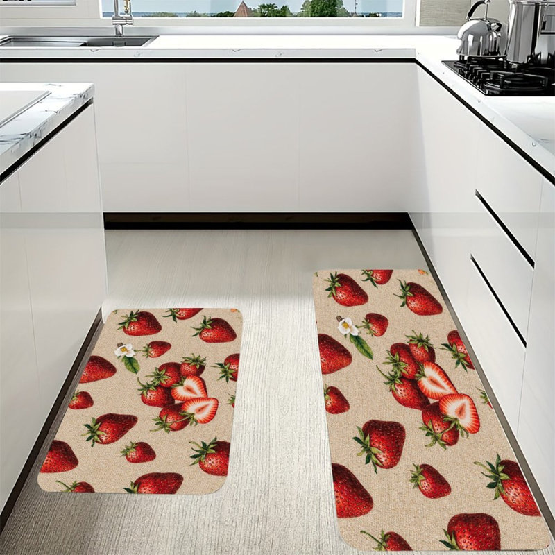 Tapis de cuisine antidérapant 2 pièces Strawberry & Bee