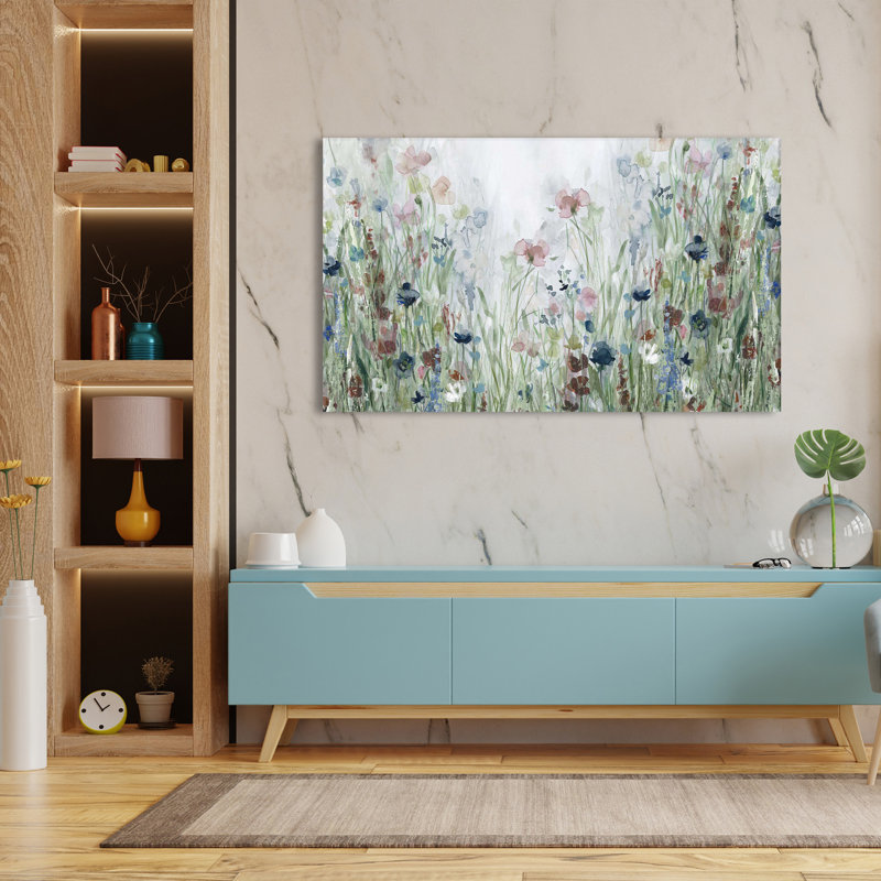 «Wildflower Fields» par Carol Robinson - Peinture, L 30 po x H 18 po, Toile tendue
