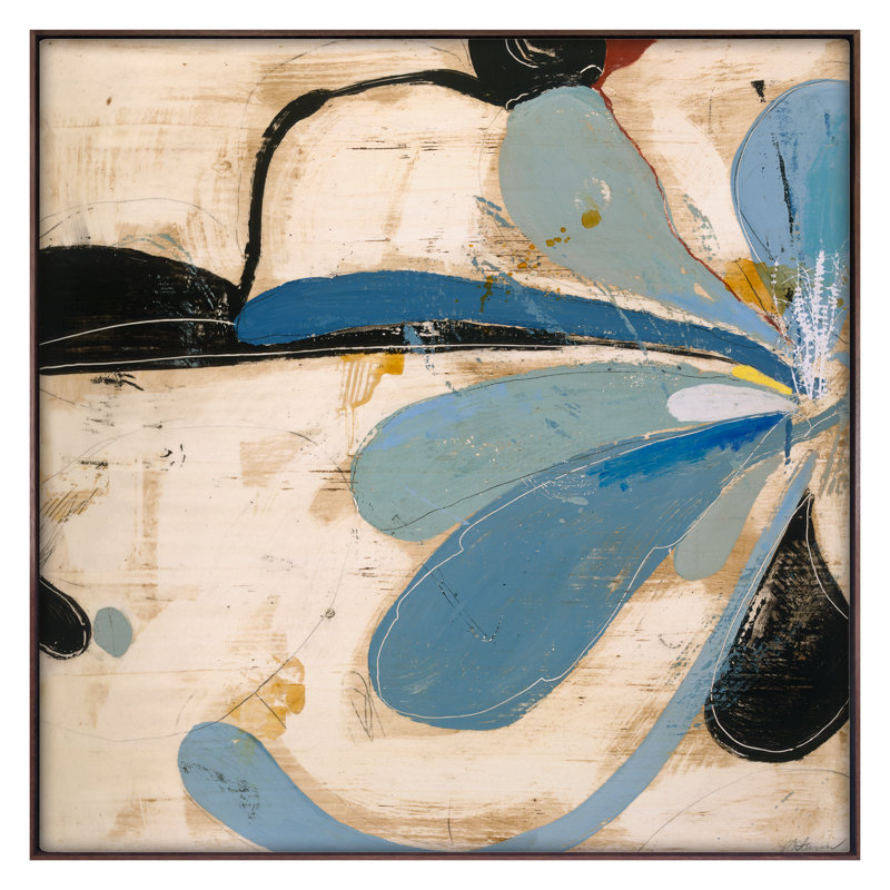 Cerulean Flora 1 Print by Atkinson, Patrick, Walnut Floater Framed