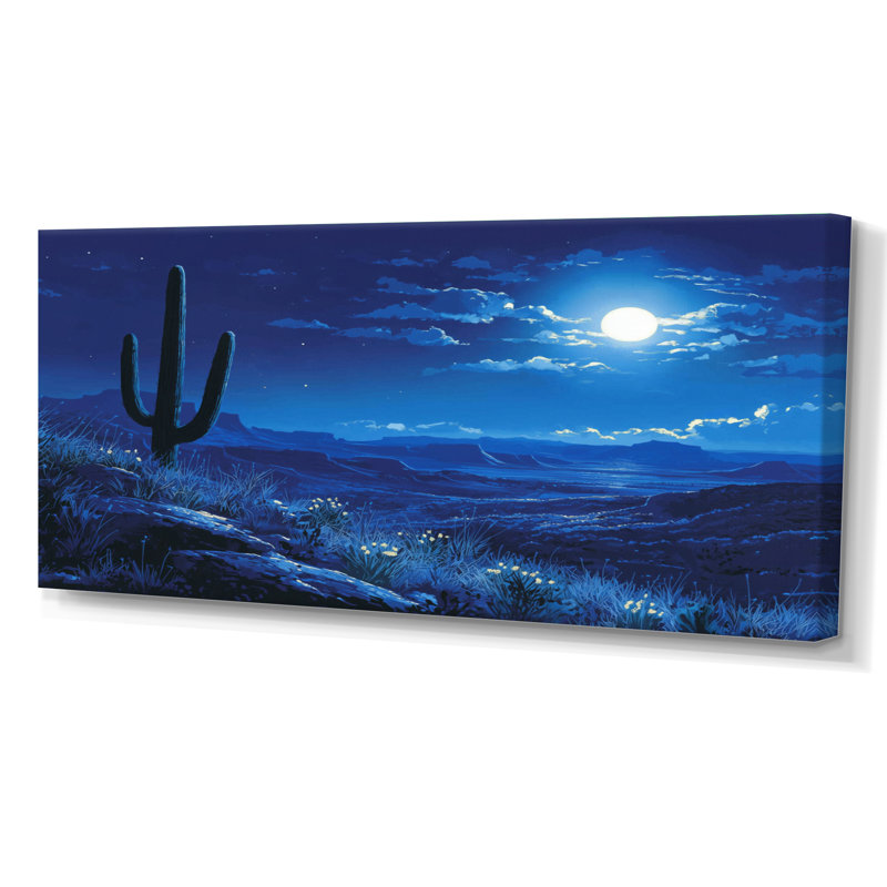 Marecz Saguaro Cactus sous les étoiles I - art mural cactus, H 28 po x l 60 po, Toile tendue, Ne s’applique pas