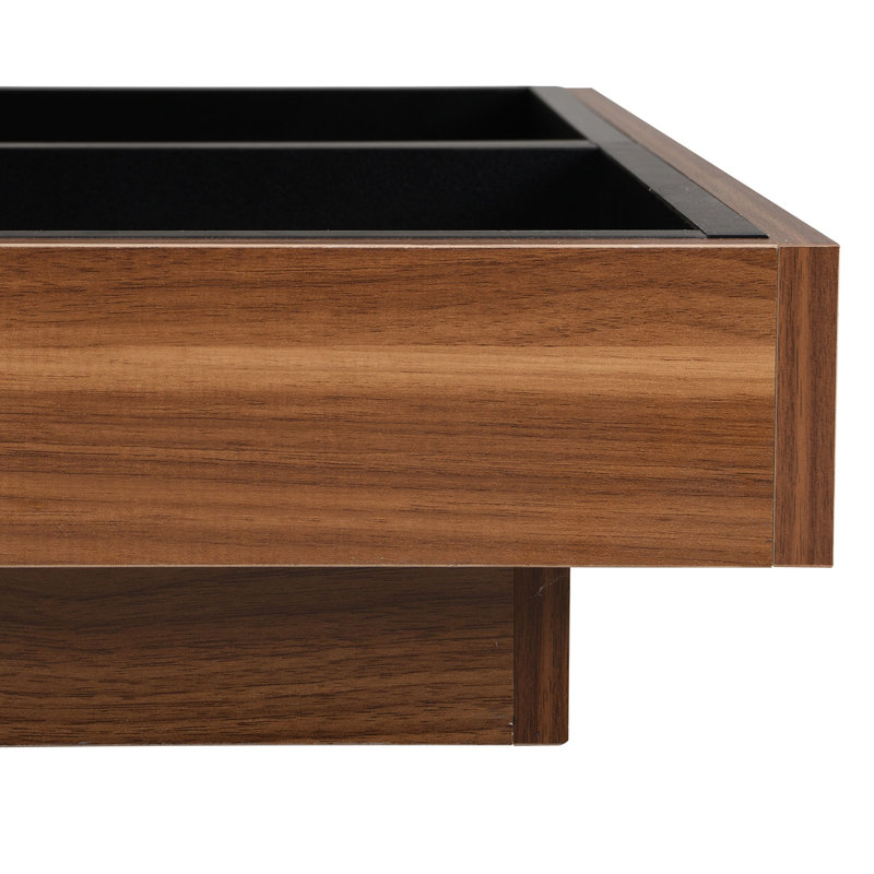 2 Tier Farmhouse Wooden Center Table with Storage, Black