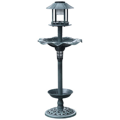 Outdoor Solar Garden 43 Inch Bird Bath Feeder