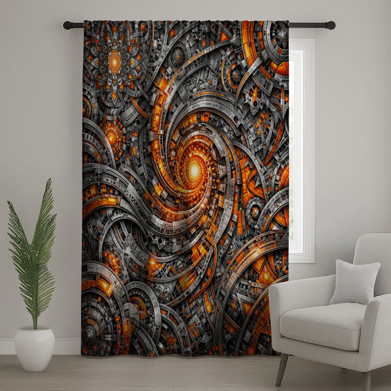Rideaux, voilages et rideaux occultant Intricate Spiral Machines - 1 panneau, 50" x 80" - 1 Panel, Transparent