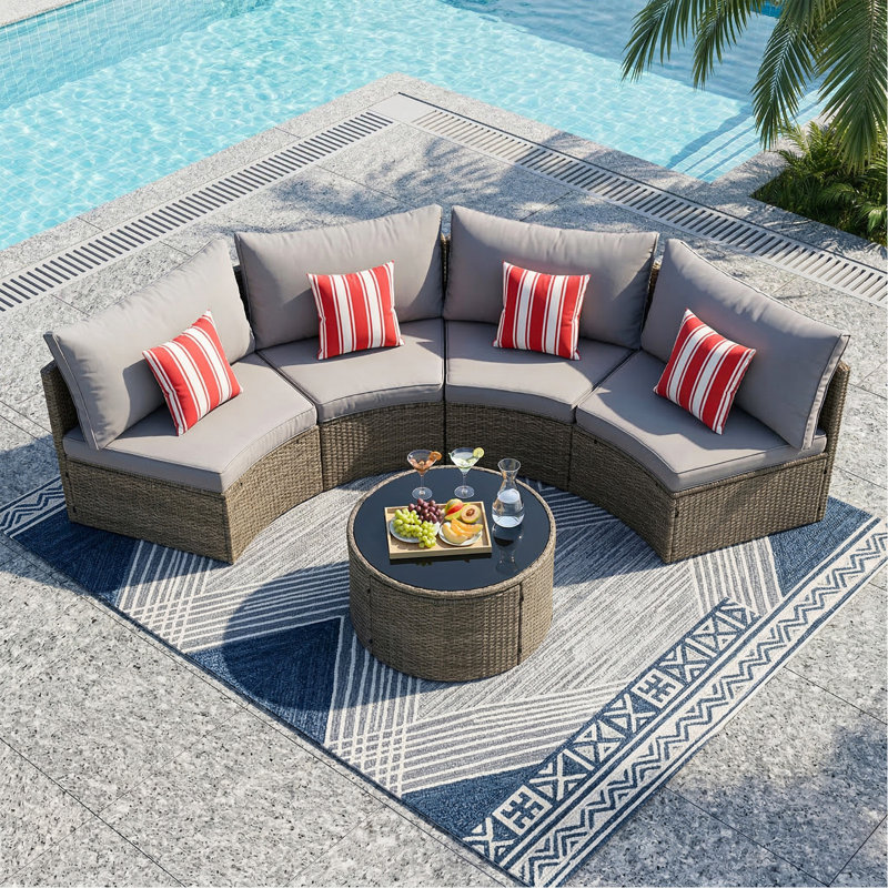 Canapé modulaire demi-lune pour l'extérieur