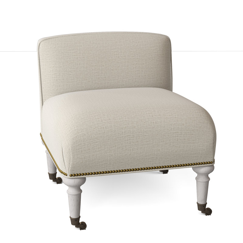 Fauteuil de chambre Chloe, Bisque, Petit bronze antique, Bleu royal structurel
