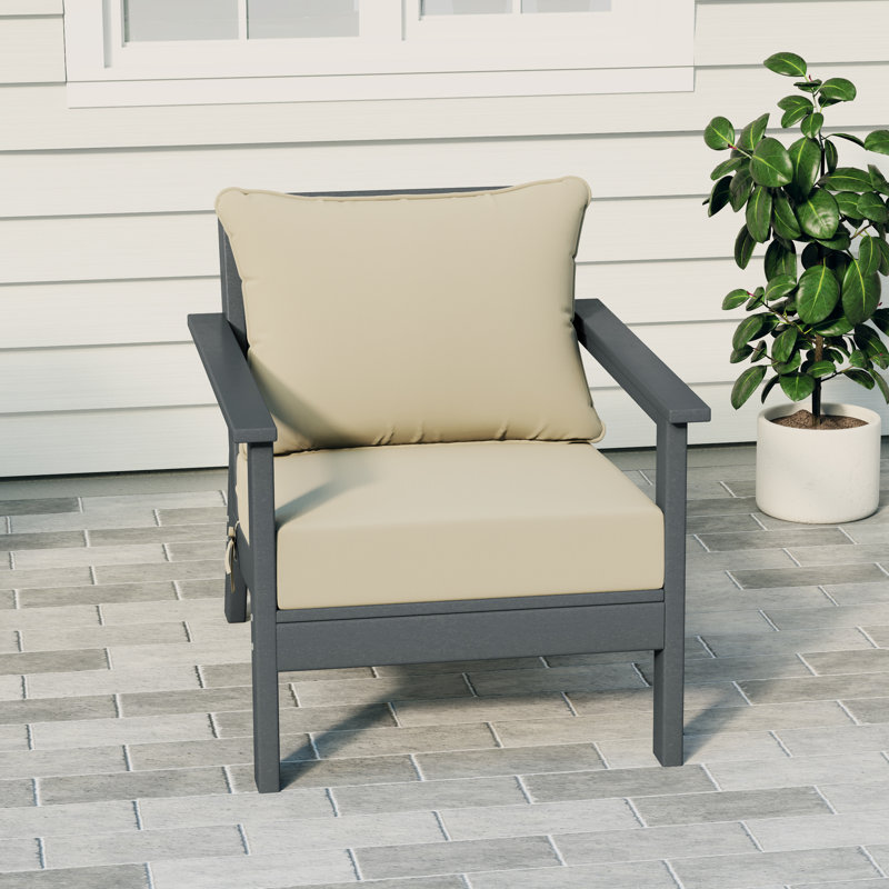Hydea Deep Seating Chair With Cushions, Beige, Gray