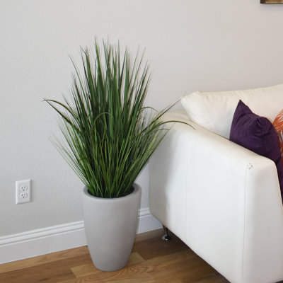 48'' Faux Foliage Grass in Cement Pot