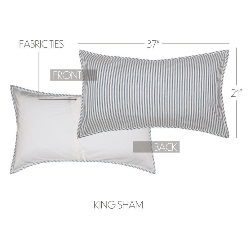 Sawyer Mill Blue Ticking Stripe King Sham, King, Denim Blue/Soft White