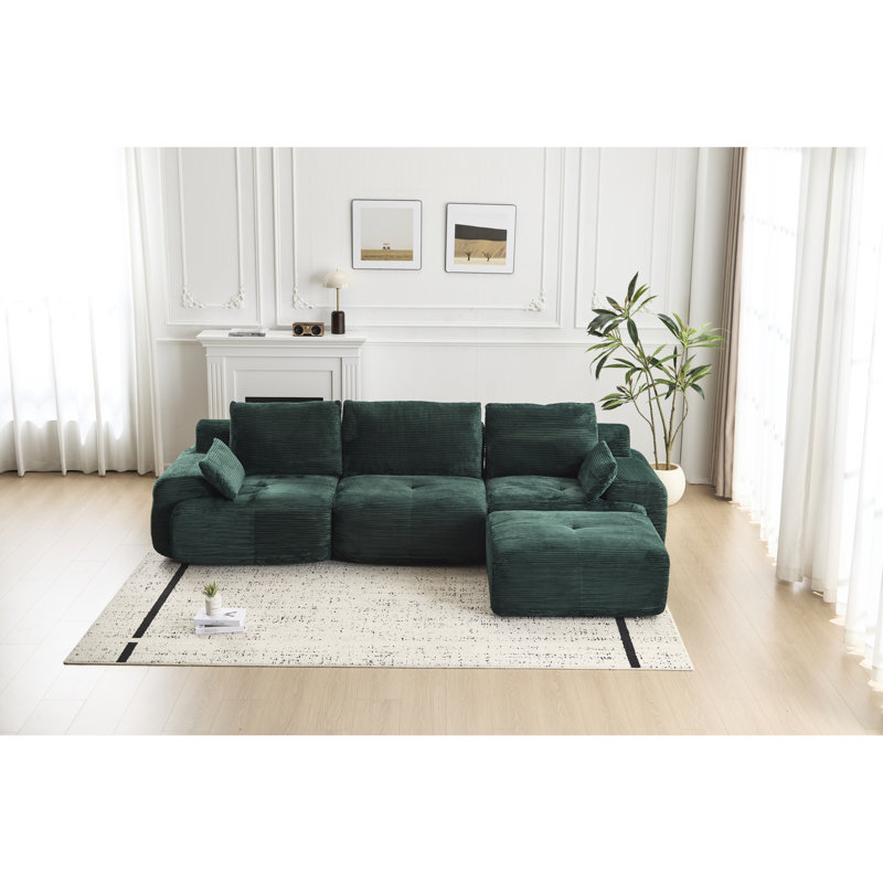 Canapé modulaire moderne en mousse à mémoire de forme à 3 places avec tissu en velours côtelé, aucun assemblage requis, idéal pour le salon, les appartements, les chambres à coucher et les chambres d'amis