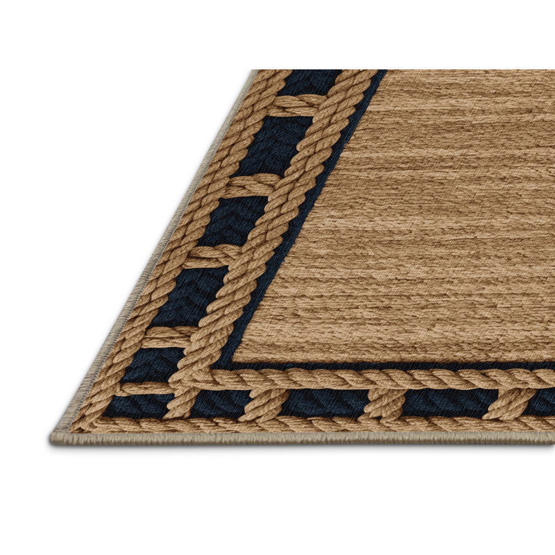  Tapis nautique lavable à bordures à nœuds, Rectangulaire 8 pi x 12 pi