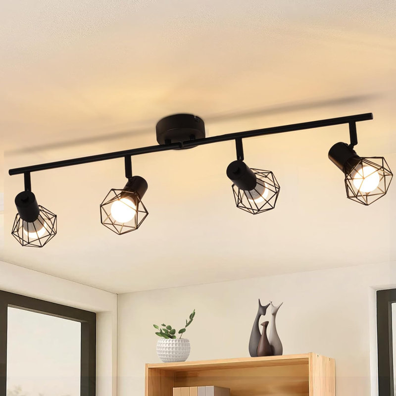 Ceiling Spotlight 4-Flame Ceiling Lamp - Ceiling Spotlights Vintage Retro E14 Industrial Swivel 350° Ceiling Light Metal Indoor for Living Room Children's Room Bedroom Kitchen