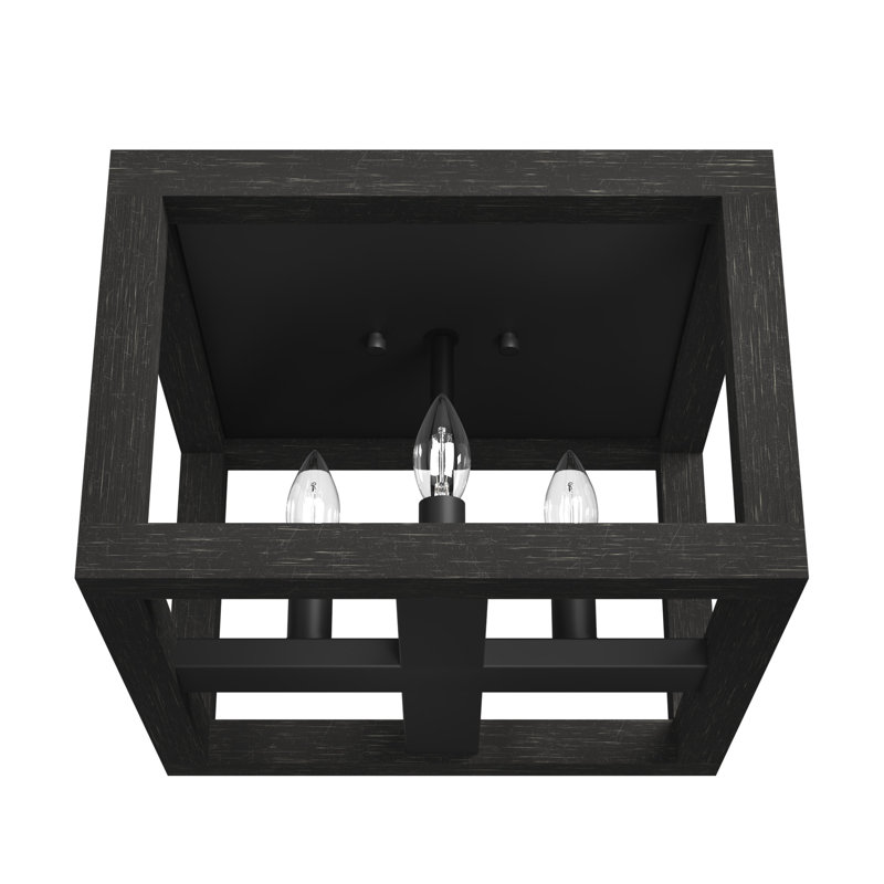 Plafonnier encastré carré / rectangulaire à 4 lumières de 12 po Squire Manor, Noir mat
