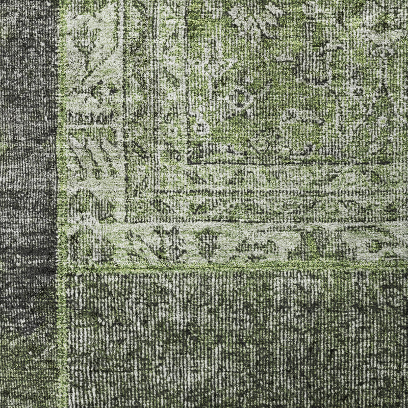 Tapis à poil long de qualité supérieure lavable à la machine ADS669, Olive, Rond 8 pi