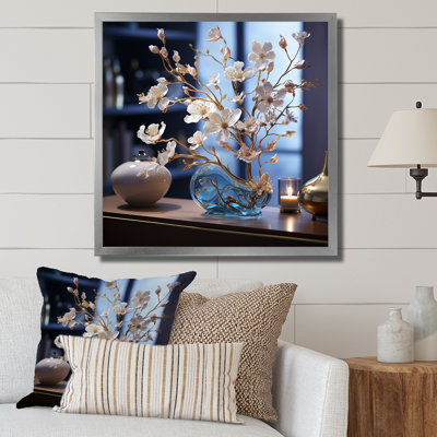 Bleuets aux accents dorés sur toile
