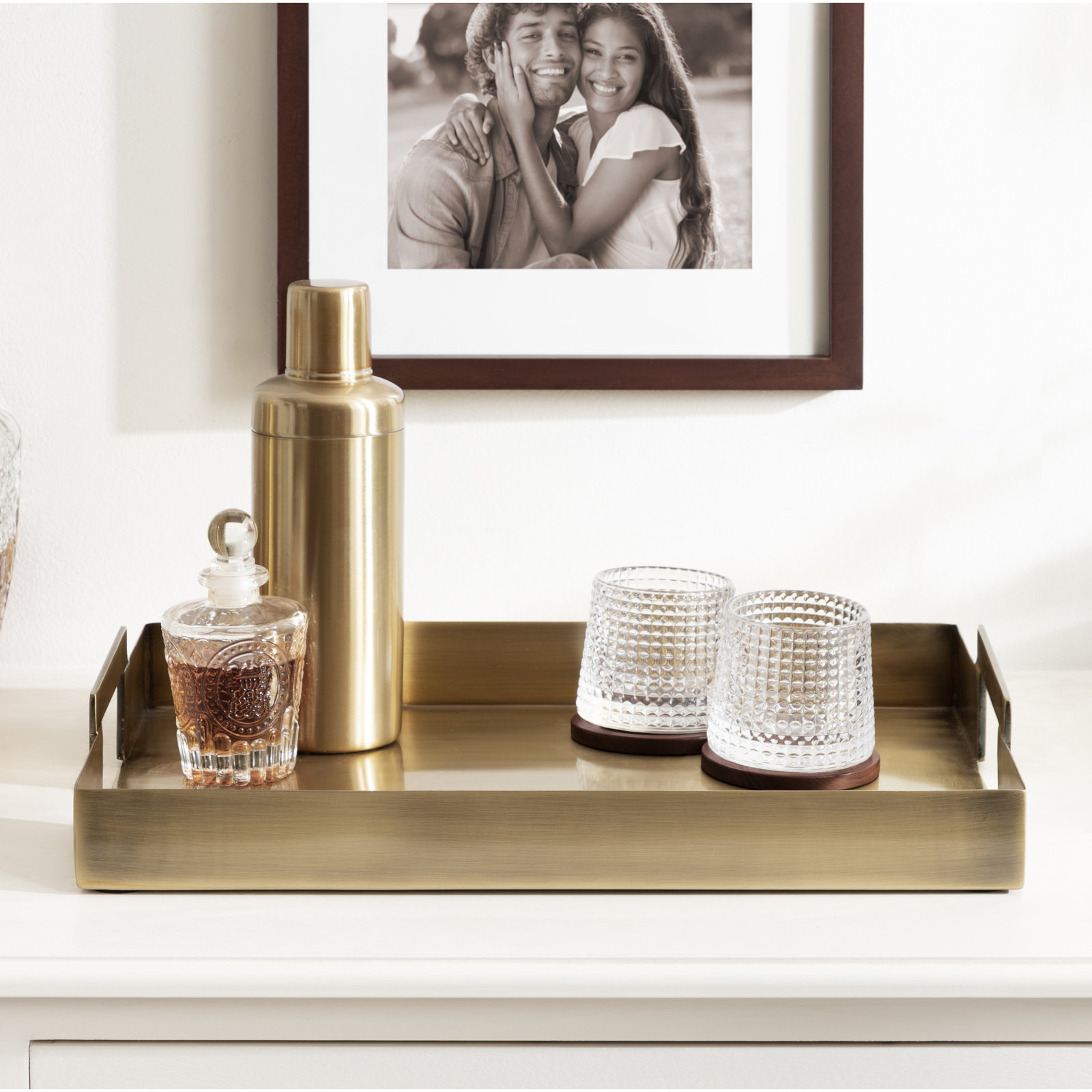 Zenia Metal Tray - Set of 1, Gold