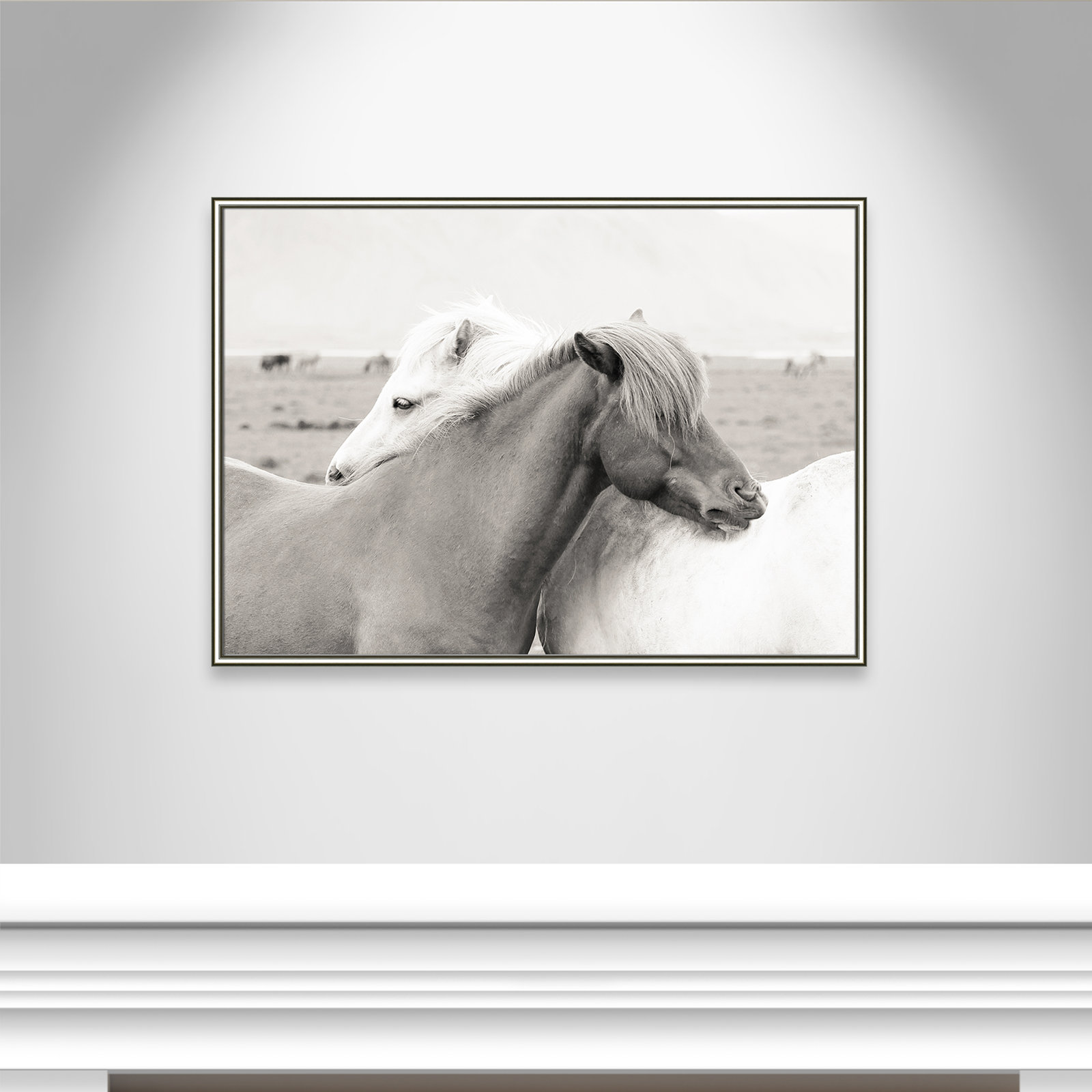 Melanie "Icelandic Meadow Horses" Print, Silver Framed, 30.75" H x 42.75" W x 0.88" D