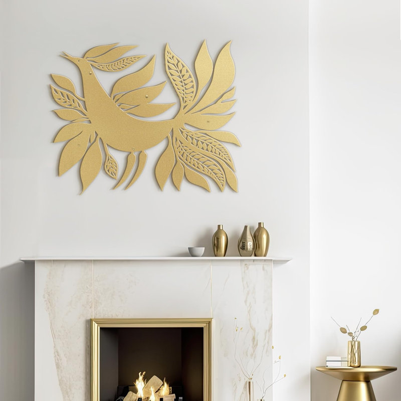 Wall Decor Metal, 24" H x 36" W x 0.05" D, Gold