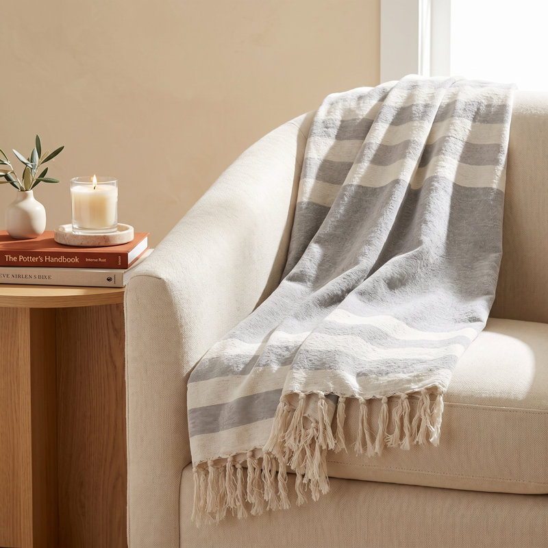 Balsam Hand Woven Throw Blanket, Gray