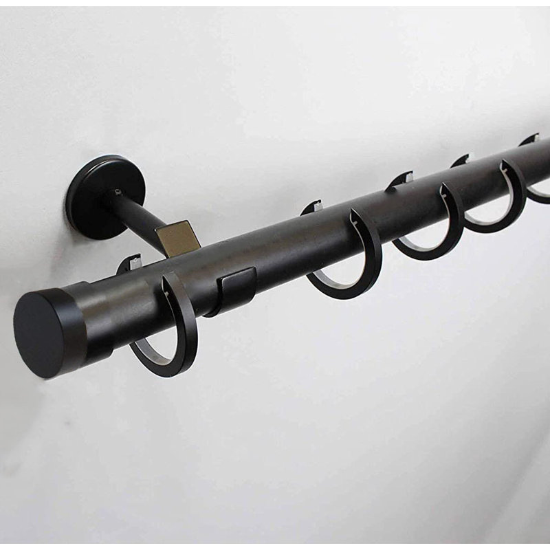 4'' Overall Width Single Curtain Rod, 72" H x 4" W x 4" D, Black