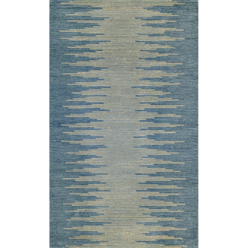 Abrash Ikat Hand-Tufted Wool Area Rug Cut/Loop Pile, 3' x 5', Indigo