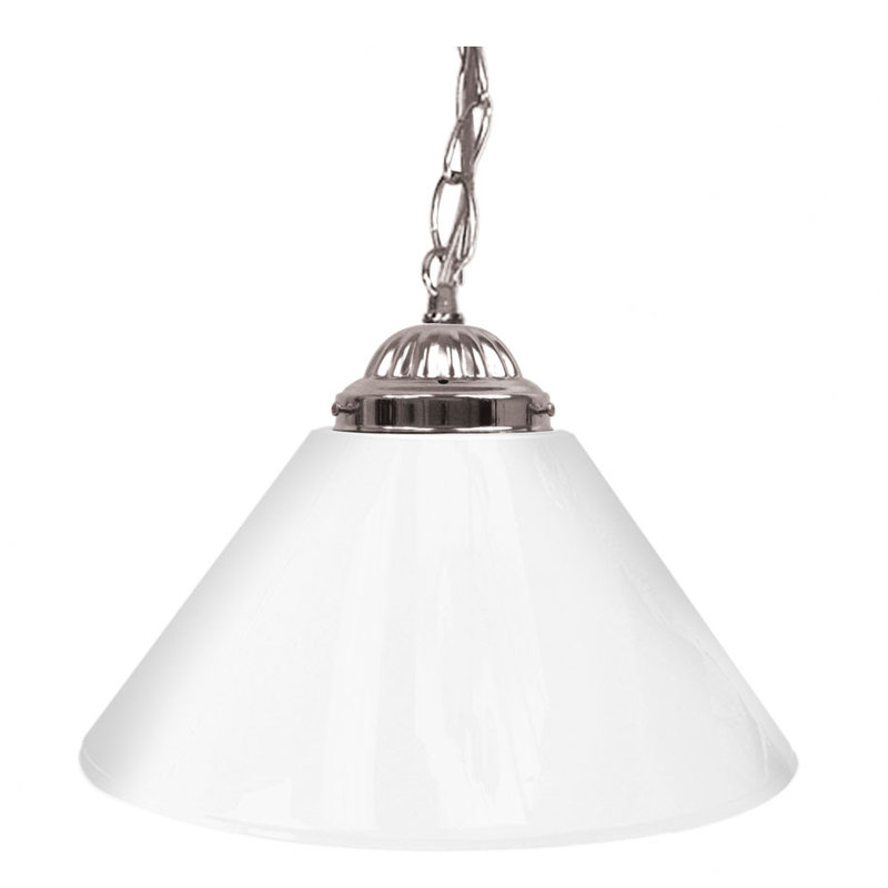 Luminaire suspendu conique 1 lumière Gamya, Blanc familier, argent