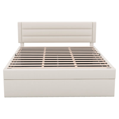Cidad Upholstered Linen Lift Up Storage Ottoman Bed