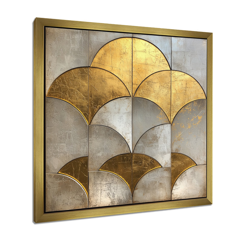 Golden Beige mosaïque Art déco - Art mural abstrait Art déco, H 36 po x l 36 po, Reproduction encadrée d'une seule photo