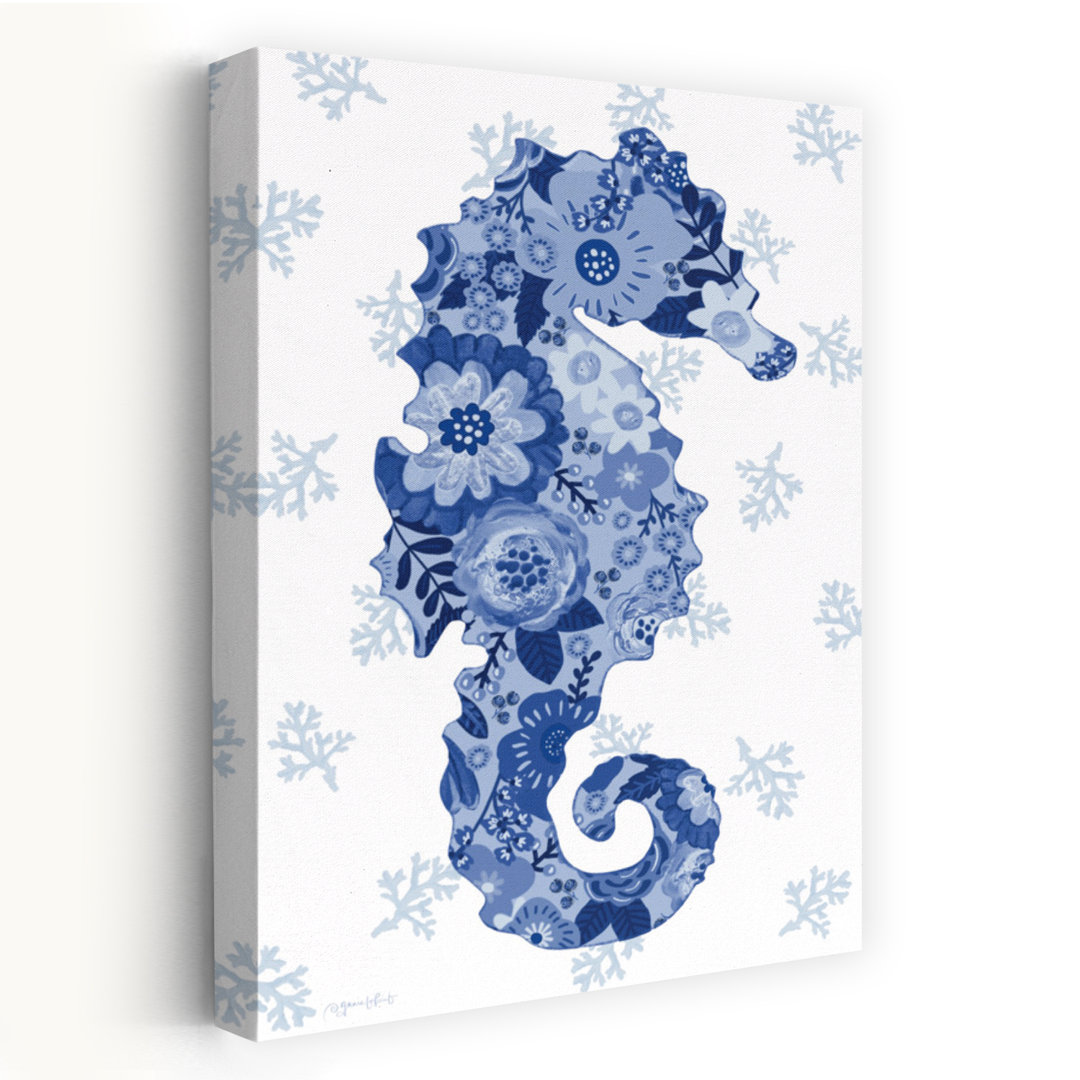 Floral Seahorse by Annie LaPoint - Wrapped Canvas Print