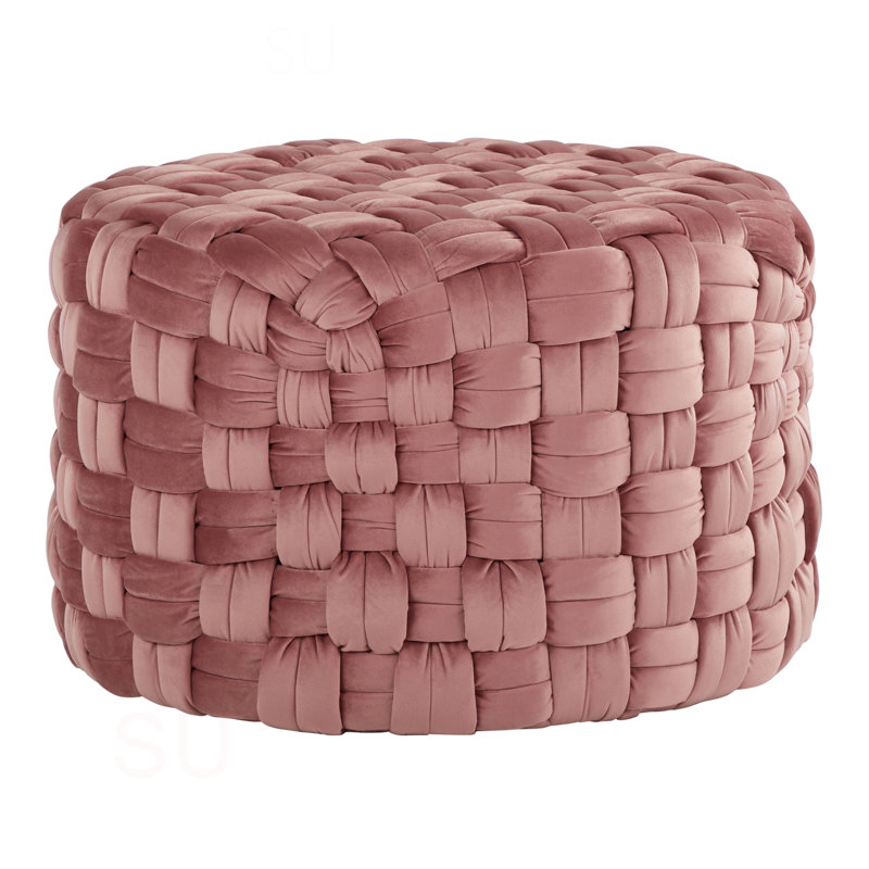 Velvet Pouf, Blush Pink Velvet