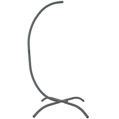 Support à œufs suspendu en acier thermolaqué Rutan avec pieds courbés et base en X - Gris