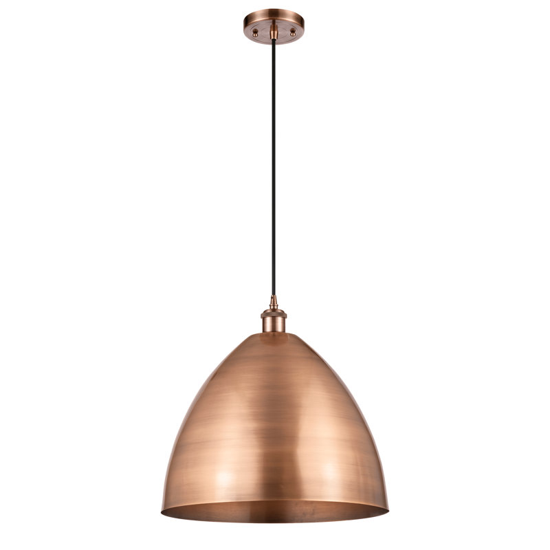 Luminaire suspendu conique 1 lumière, H 18,75 po x l 16 po x P 16 po, Doré clair, Noir
