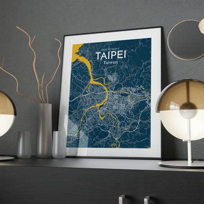 Taipei City Map in Amuse 1 Piece Wall Art