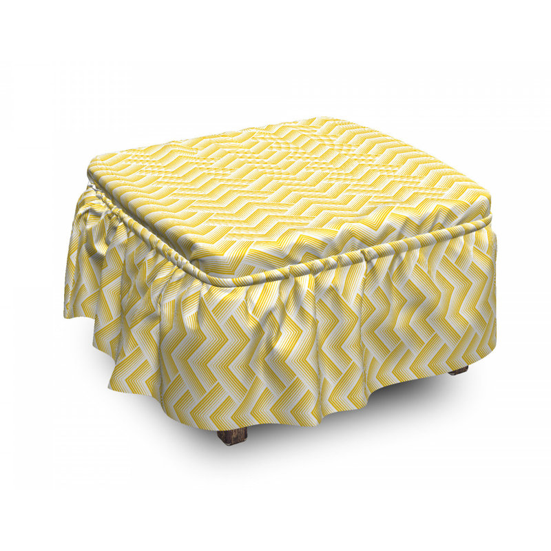 Housse pour repose-pieds à rayures monochrome zig zag