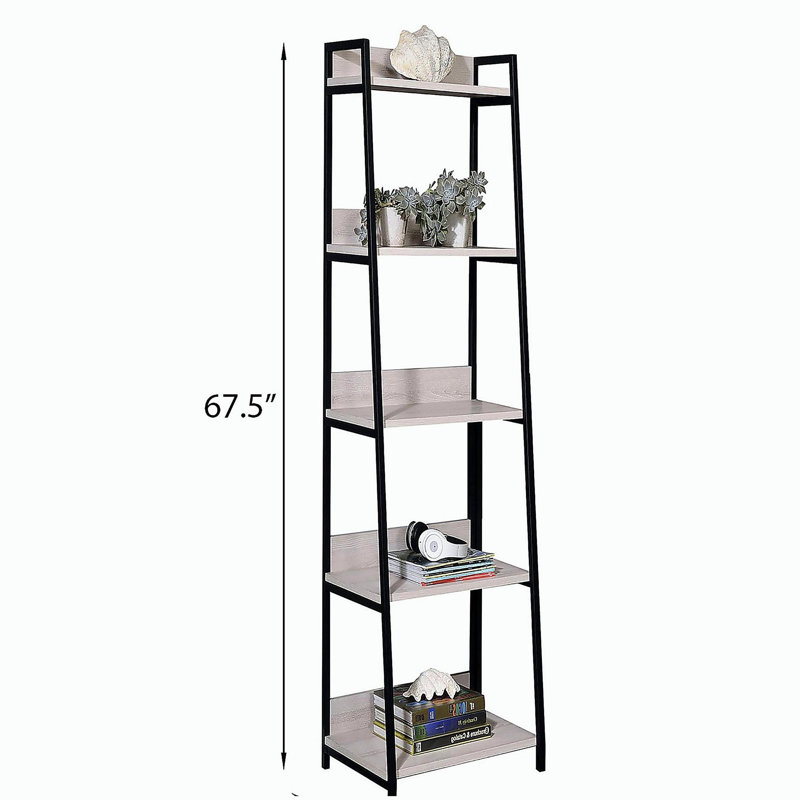 Bibliothèque échelle à 5 niveaux, (5 tablettes) H 67,5 po x l 16,5 po x P 16,5 po
