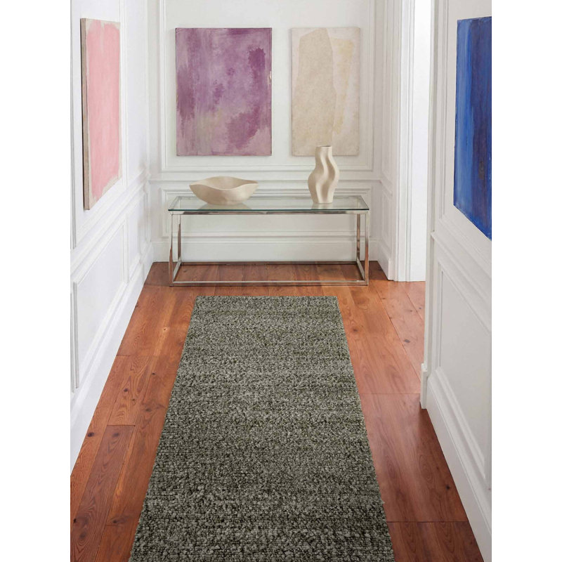 Despoina Hand Woven Area Rug, Green, Runner 80 x 200 cm
