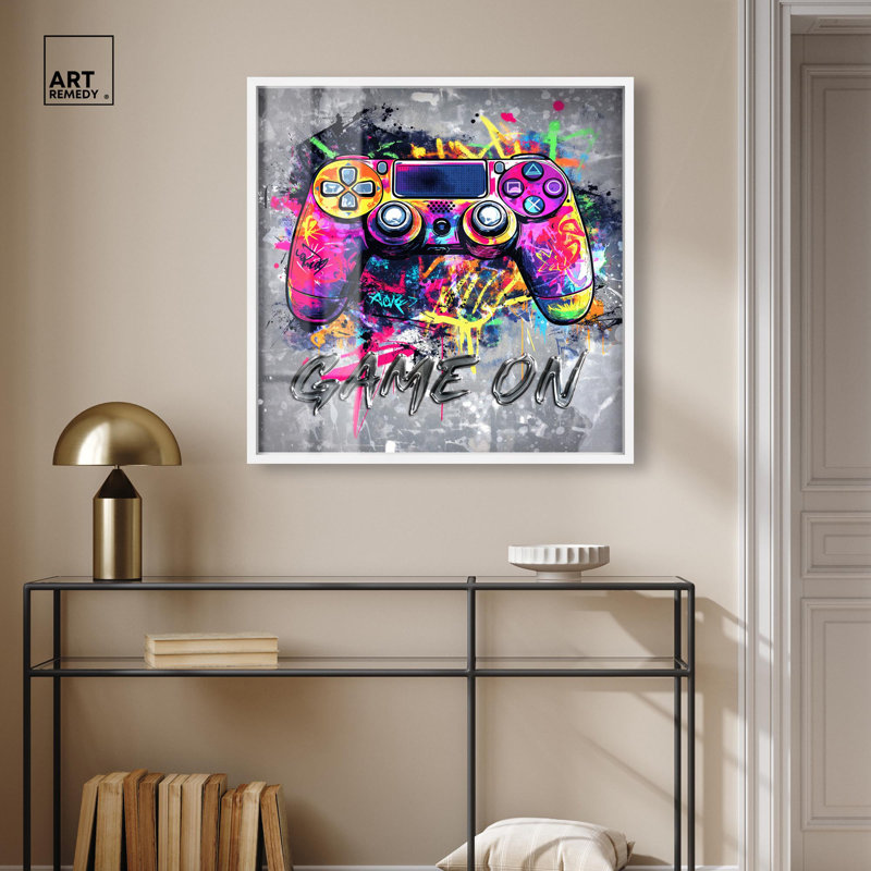 «Game On Shadowbox Print Sneaker», art mural par Art Remedy, H 31 po x l 31 po, Blanc