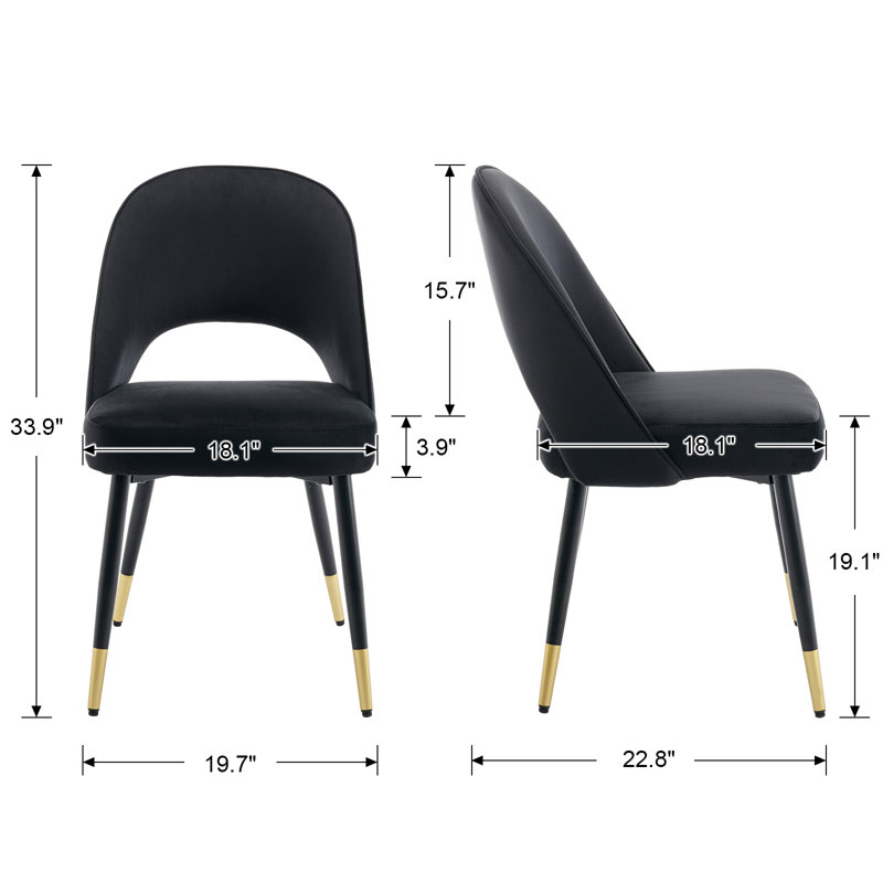 Volena 19.1'' H Velvet Upholstered Side Chair, Black