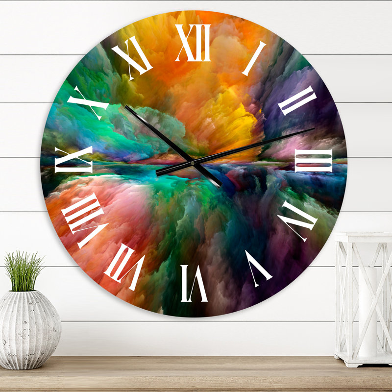 Nuage coloré et foncé dégradé - horloge murale moderne, Surdimensionné