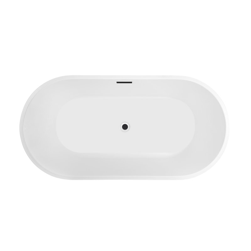 67'' x 32'' Freestanding Soaking Acrylic Bathtub, White/Matte Black